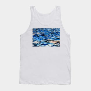 Blue fishing boats harbour Tank Top